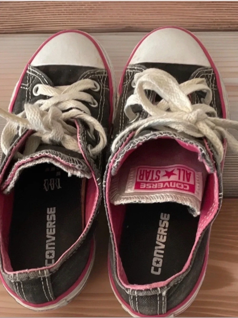 Converse All Star Double Tongue Shoes Black Pink kids 1 Low Top Sneakers Rare